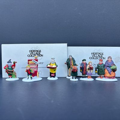 LOT 75: Dept 56 Accessories w/Original Boxes: Busy Sidewalks, Baker Elves, Tis the Season, Carolers on the Doorstep, Toymaker Elves * One...