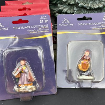 LOT 146: Assorted Christmas Village Accessories, Trees, Figures & Power Adapter