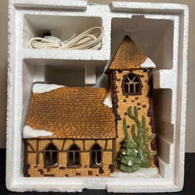 LOT 86: Dept 56 Heritage Village Collection: Choirboys All in a Row, Carolers on the Doorstep & Dickens Series Village Church &...