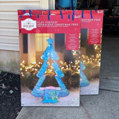 LOT 66: Set of 3 Flat-Tastics Iridescent Christmas Tree 48"