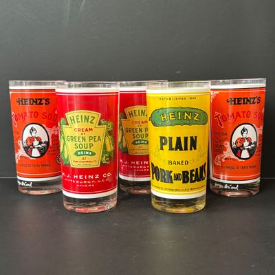LOT 151: Vintage Georges Briard Heinz Label Drinking Glasses - Set of 5
