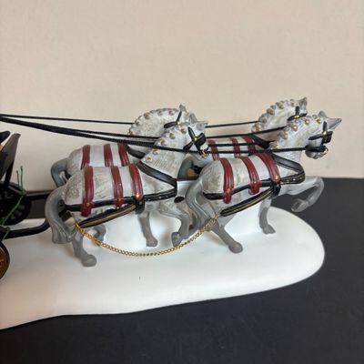 LOT 101: Dept 56 Accessories: Royal Coach, Yeomen of the Guard & Pine Cone Trees