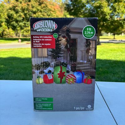 LOT 63: Christmas Holiday Outdoor Inflatable Decoration, 6ft Tube Light Spiral Tree & Rope Lightening Decoration
