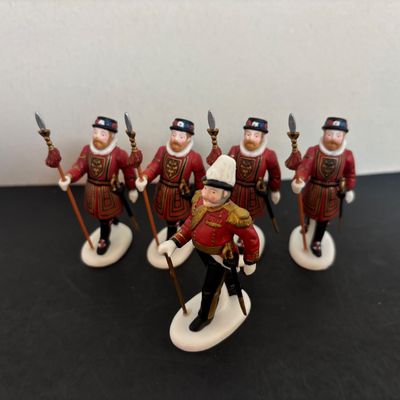 LOT 101: Dept 56 Accessories: Royal Coach, Yeomen of the Guard & Pine Cone Trees