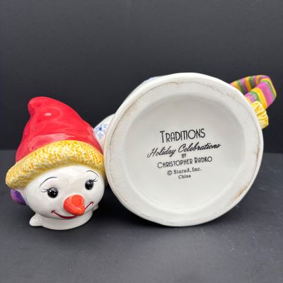 LOT 145: Traditions Holiday Celebrations Snowman Teapot by Christopher Radko, Hallmark Snowman's Land Ornament, Over-Sized Pinecone...