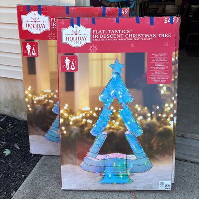 LOT 66: Set of 3 Flat-Tastics Iridescent Christmas Tree 48"