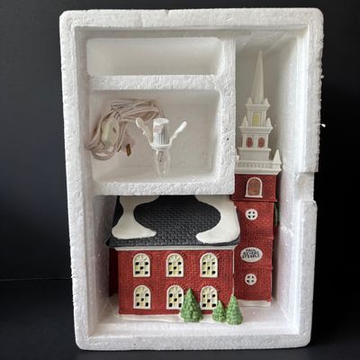 LOT 147: Dept 56 New England Series Old North Church & Captain's Cottage along with Dickens Series Coble Police Station