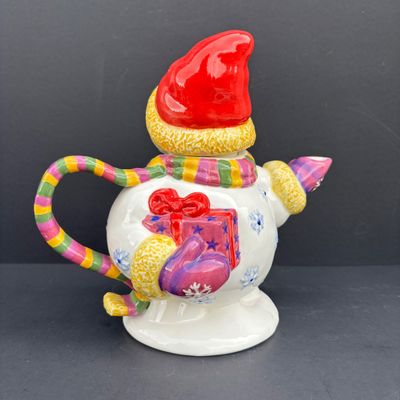 LOT 145: Traditions Holiday Celebrations Snowman Teapot by Christopher Radko, Hallmark Snowman's Land Ornament, Over-Sized Pinecone...