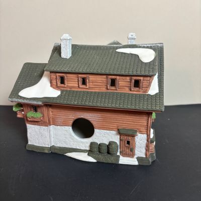 LOT 96: Dept 56 Alpine Village Series E. Staubr & Besson Bierkeller along with Porcelain Pine Tree
