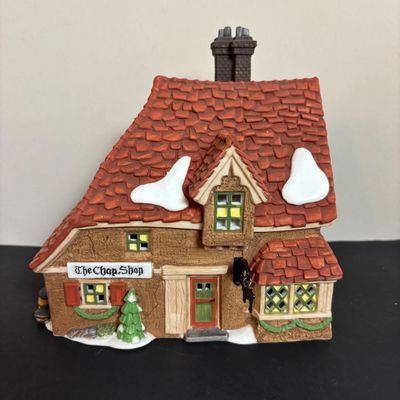 LOT 88: Dept 56 Dickens Village Houses w/Original Boxes: The Chop Shop, Geo Weeton Watchmaker & Golden Swan Baker