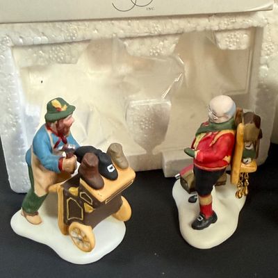 LOT 41: Dept 56 Holiday Accessories - Town Tinker, Cobbler & Clock Peddler, Buying Baker's Bread, Alpine Villagers, Chelsea...
