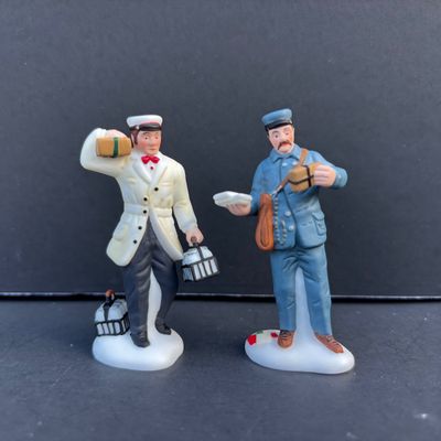 LOT 141: Dept 56 Village Accessories: City Profession: Doctor & Nurse, Postman & Dairy Delivery Man, Hailing a Cab and Christmas...