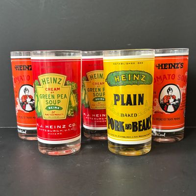 LOT 151: Vintage Georges Briard Heinz Label Drinking Glasses - Set of 5
