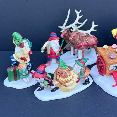 LOT 80: Dept 56 Accessories w/Original Boxes: Snow Cone Elves, Santa's Little Helpers, North Pole Express, Wrought Iron Fence, Candy...