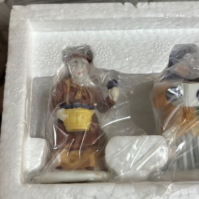 LOT 90: Dept 56 Dickens Village Houses & Accessories w/Original Boxes: Violet & Chestnut Vendor & Carolers, Peggotty's...