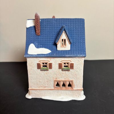 LOT 97: Dept 56 Alpine Village Series: Stoder Grist Mill, Apotek & Tabak along with a Village Porcelain Pine Tree