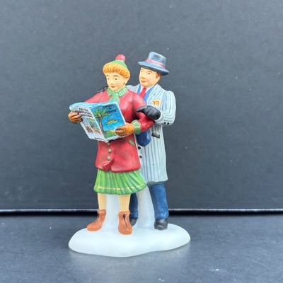 LOT 142: Village Accessories by Dept 56: Planning a Winter Vacation, Marshmallows Around the Campfire, Open Wide, Twinkling Lit Shrubs...