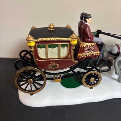LOT 101: Dept 56 Accessories: Royal Coach, Yeomen of the Guard & Pine Cone Trees