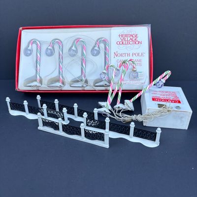 LOT 80: Dept 56 Accessories w/Original Boxes: Snow Cone Elves, Santa's Little Helpers, North Pole Express, Wrought Iron Fence, Candy...