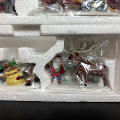 LOT 91: Dept 56 Dickens Village Accessories & North Pole Series Reindeer Flight School w/Original Boxes