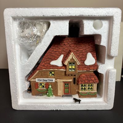 LOT 88: Dept 56 Dickens Village Houses w/Original Boxes: The Chop Shop, Geo Weeton Watchmaker & Golden Swan Baker