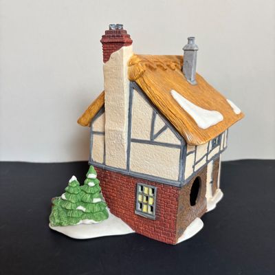 LOT 87: Dept 56 Dickens Village Houses w/Original Boxes: Leacock Poultry, Peggotty's Seaside Cottage, Betsy Trotwood's Cottage
