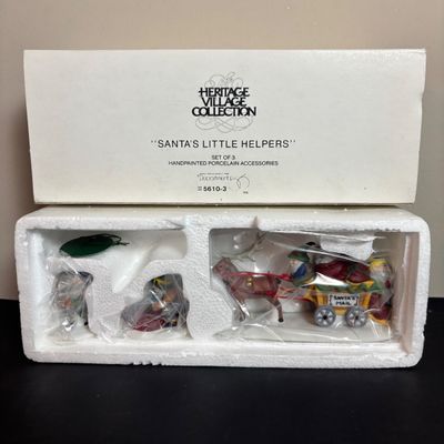LOT 91: Dept 56 Dickens Village Accessories & North Pole Series Reindeer Flight School w/Original Boxes