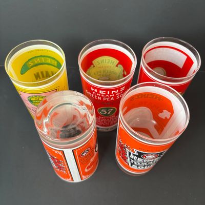 LOT 151: Vintage Georges Briard Heinz Label Drinking Glasses - Set of 5