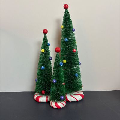 LOT 84: Dept 56 New England Series Wm. Walton Fine Clocks & Pocket Pieces. Pine Trees w/Cones, Peppermint Trees & Wagon Wheel...