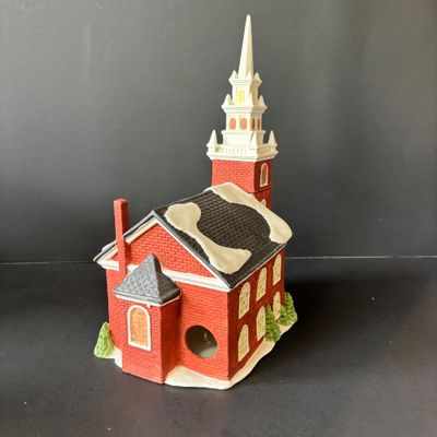 LOT 147: Dept 56 New England Series Old North Church & Captain's Cottage along with Dickens Series Coble Police Station