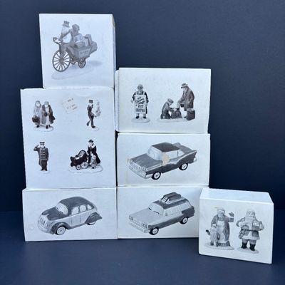 LOT 78: Dept 56 Accessories w/Original Boxes: Holiday Deliveries, Busy Sidewalks, Classic Cars, Santa & Mrs. Claus, All Around the Town