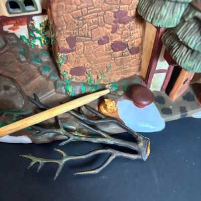 LOT 92: Dept 56 Dickens Village w/Original Boxes: Crooked Fence Cottage, Scrooge & Marley Counting House, Postern & Porcelain Tree