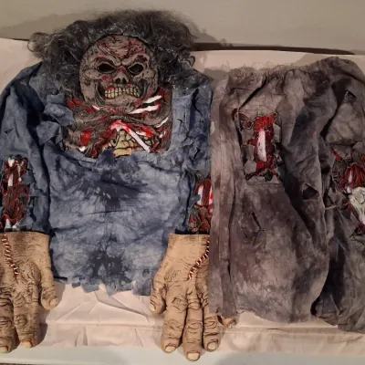 Boys Zombie Costume Complete 3D Set Halloween Scary Monster Kids Large
