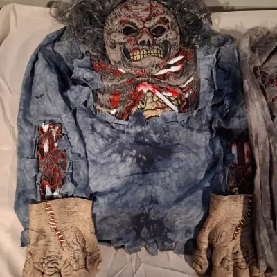 Boys Zombie Costume Complete 3D Set Halloween Scary Monster Kids Large