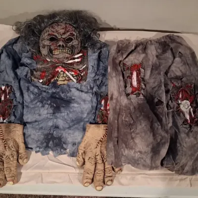 Boys Zombie Costume Complete 3D Set Halloween Scary Monster Kids Large