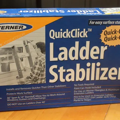 Werner QuickClick Ladder Stabilizer, model AC78, in its original cardboard packaging.