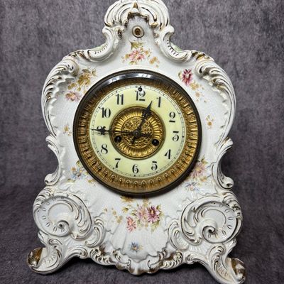 Waterbury Clock Co Parlor No 78 Porcelain Mantel Clock