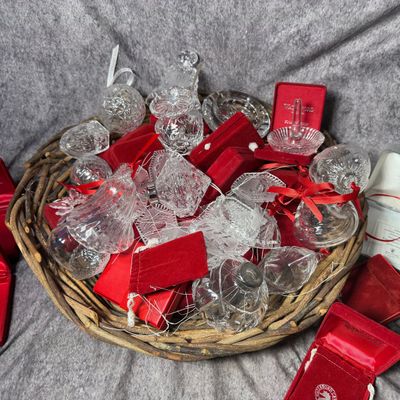 An Assortment of Waterford Crystal Holiday Ornaments and Decorative Tableware