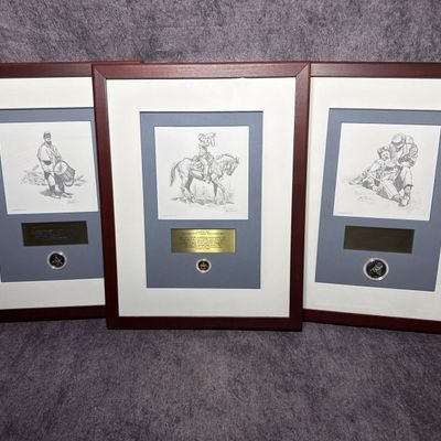 Three US 1995 Civil War Battlefield Commemorative Coins in Don Troiani Framed Presentations
