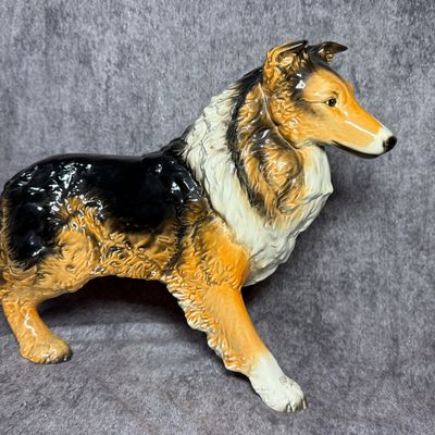 Large Goebel W. Germany Glazed Ceramic Collie Dog Figurine