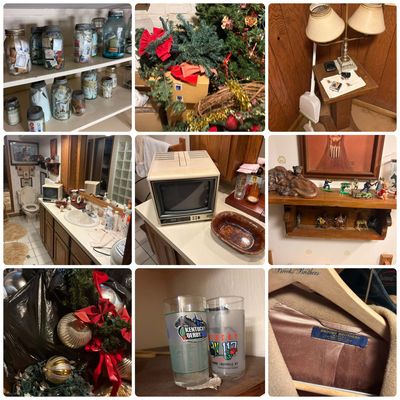 Large Basement Contents Lot - Christmas, Vintage clothes, antiques, collectibles