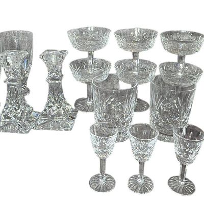 A Collection of Waterford Lismore Pattern Cut Crystal Stemware and Accessories