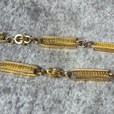 Antique Gold Filled Fancy Bar and Knot Link Pocket Watch Chain