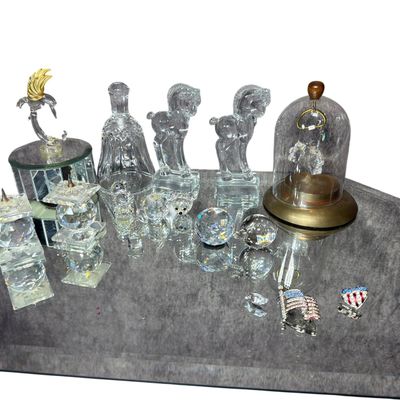 A Collection of Swarovski, Waterford, and Other Glass and Crystal Decorative Objects