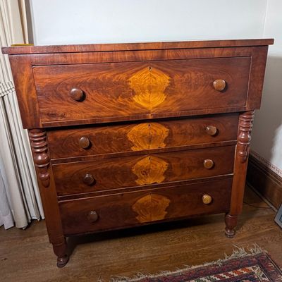 American Empire Flame Mahogany Chest of Drawers
