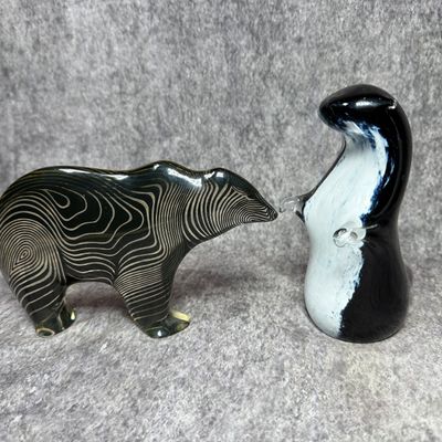 Two Art Glass Animal Figurines Including a Brazilian Bear and a Wedgwood Otter