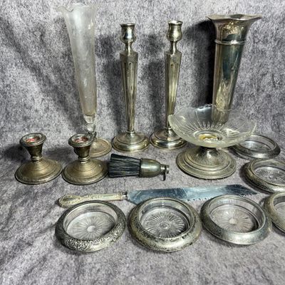 Collection of Sterling Silver Weighted Tableware and Accessories Including Dresden Silver Co.