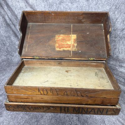 Clapp and Bailey's Remnants Countertop Wooden Advertising Display Cabinet Patented 1881