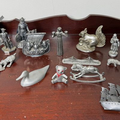 An Assortment of Pewter Miniatures Including Hudson, Spoontiques, and Krage Norway