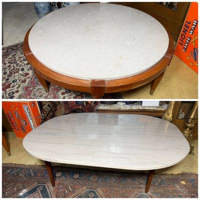 Two Mid Century Modern Stone Top Coffee Tables